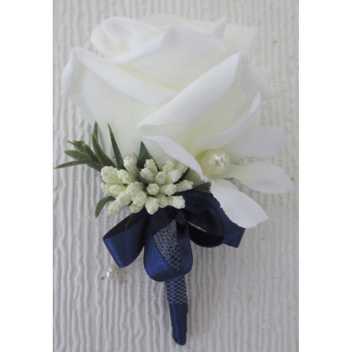 Ivory & Navy Blue Buttonhole